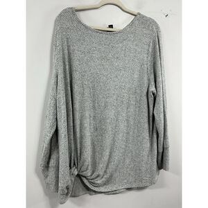 Womans Excellent Condition AGB Woman Pullover Sweater 3X Gray White Knot Accent